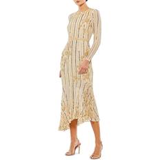 Mac Duggal L Dresses Mac Duggal Women's Embellished Long-Sleeve Midi-Dress Gold Gold
