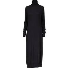 Women's Turtleneck Side-Slit Midi-Dress Black Black