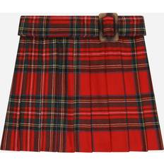 Dolce & Gabbana Red Skirts Dolce & Gabbana Kids Pleated tartan virgin wool skirt red Y