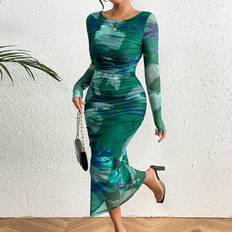 Shein Damen - W36 Bekleidung Shein Ladies' Tie-Dye Pleated Dress