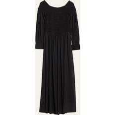 Men Dresses Max Mara Off-Shoulder Smocked Wool Dress BLACK