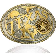 Gold - Men Accessories Montana Silversmiths Men's Two-Tone State Heritage Attitude Belt Buckle 60811 Texas