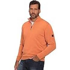 Herre - Kasjmir - L - Strikkegensere JP1880 JP 1880 Herren Troyer FLEXNAMIC, Strick, Cashmere-Touch, Zippkragen Pullover, orange, Grande Taille