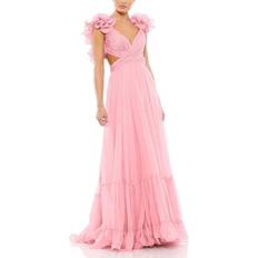 Mac Duggal Red Clothing Mac Duggal Ruffle Tiered Cut-Out Chiffon Gown Blush