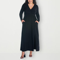 V-Neck Long Sleeve Maxi Dress – 24seven Comfort Apparel