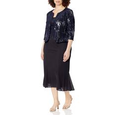 Alex Evenings Sequined A-Line Midi Dress and Jacket Navy Navy