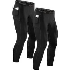 Runhit 3/4 Men's Compression Pants with Pockets,Workout Athletic
