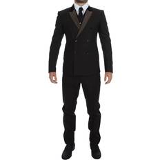 L Dresser Dolce & Gabbana Brown Striped Wool Slim Piece Suit Tuxedo IT44