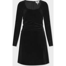 Samt Kleider Ganni Black Velvet Jersey Mini Dress Recycled Polyester/Spandex Women's Black