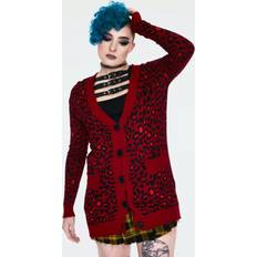 Herren - Rot Cardigans Jawbreaker Maneater Red Leopard Print Oversized Red Cardigan Rot