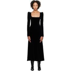 Long Dresses - Velvet Ganni Black Puff Sleeve Maxi Dress DK