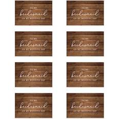 Koyal Wholesale Wedding Day Gift Cards Set with Envelopes Set of 8 Rustic Wood To My Bridesmaid On My Wedding Day Cards