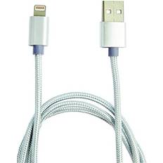 Cables PWR UP iPhone Charger 3 Foot 1 Meter Lightning to USB Cable Fast Charging Cord Works with iPhone 13/13 Pro 12/12 Max/12 Mini 11/11 Pro XS/XR/X/8 Classic Gray Color Thick Braided Nylon Cable