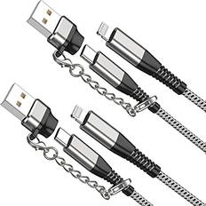 Cables Apple MFI Certified 2Pack iPhone 14/13 Fast Charger USB Type C to Lightning Cable 6ft Long Charging Cord for iPhone Pro Max/Mini/X/Xs/Xr and USB C Female to USB A Male Adapter with Keychain 6Foot Grey