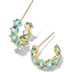 Kendra Scott Earrings Kendra Scott Cailin Cubic Zirconia Huggie Hoop Earrings Gold Aqua Crystal