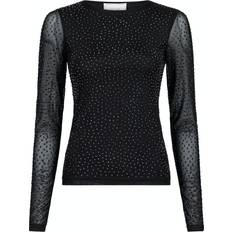 Neo Noir Basira Stone Mesh Blouse - Black