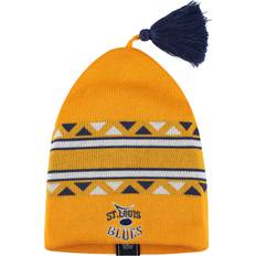 Gold - Men Beanies Adidas Men's Gold St. Louis Blues Reverse Retro Knit Beanie with Tassel