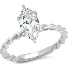 Gray - Solitaire Rings Clara Pucci ct Brilliant Marquise Cut Simulated Diamond 14k White Gold Solitaire Ring SZ