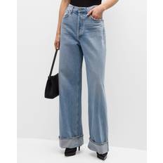 Gold - Women Pants & Shorts Agolde Dame High-Rise Cuffed Wide-Leg Jeans Blue