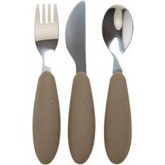 Rustfritt stål Barnebestikk Bibs Cutlery Set Dark Oak