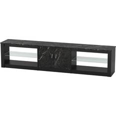 Led tv 80 inches Bestier Adjustable Glass Shelves Black Marble TV Bench 80x18.4"