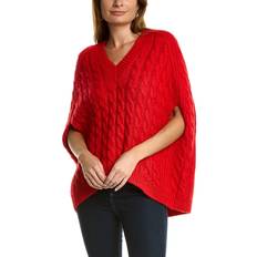 Red Capes & Ponchos St John Cable Knit Wool-Blend Poncho Red