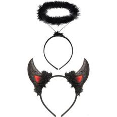 FUNCREDIBLE Red Devil Horns Headband, Glitter Devil Ears Headband, Devil  Costume Accessory