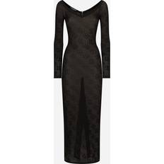 Kjoler Dolce & Gabbana Mesh-stitch sheath dress black