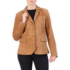 L Blazers Cole Haan Women's Solid Suede Blazer Hazelnut