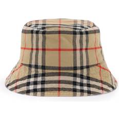 Red Hats Burberry Check Cotton Bucket Hat Beige