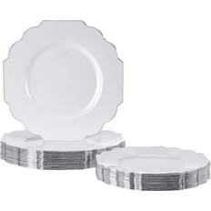 50 Piece Disposable Plates - Heavy Duty Plastic Dinnerware for