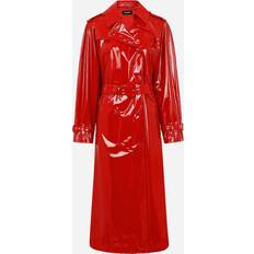 Dolce & Gabbana Polyester Coats Dolce & Gabbana Patent Trench Coat dark_blood_red