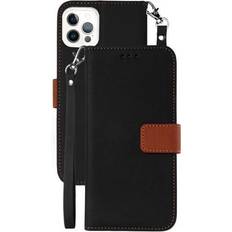 Apple iPhone 13 Pro Max Wallet Cases Black/Brown Wallet Case Card ID Slot Cover and Wrist Strap for iPhone 13 Pro MAX