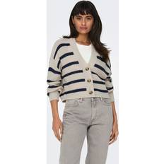 Blau - Damen - XL Cardigans Only damen strickjacke jacke damenjacke oberteil cardigan onlcarolnice stripe beige blau