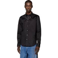 Diesel Cotton Shirts Diesel Camicia in micro-twill con ricamo tono su tono Camicie Uomo Nero