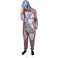 Clothing Star Wars Mandalorian Mando Adult Men's Hooded One Piece Onesie Pajama Sleep Set for Men Lounge Clothing Extrra X-Large, Beige