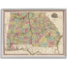 Stupell Industries Georgia Alabama State Map Regional Borders 1853 Grey Framed Art 20x16"