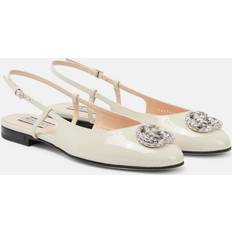 Gucci Women Ballerinas Gucci Double patent leather slingback ballet flats white