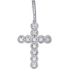 JFL Halo Cross Religious Pendant - White Gold/Diamonds