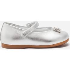 Dolce & Gabbana Damen Ballerinas Dolce & Gabbana Girls Silver Leather Logo Shoes Silver