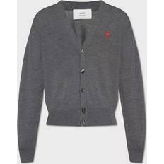 Ami Paris Herren Cardigans Ami Paris Cardigan de Cœur aus Wolle Grau