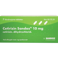 Astma & Allergi Reseptfrie legemidler Cetirizin Sandoz 10mg 7 st Tablett