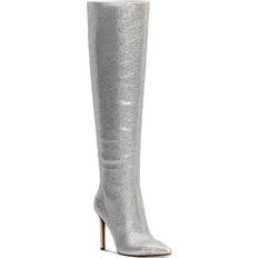 Silver - Women Boots INC Saveria Womens Rhinestone Tall Over-The-Knee Boots