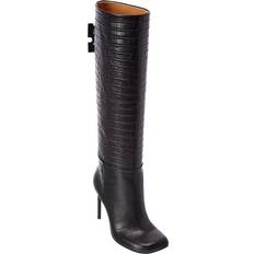 105mm Croc Embossed Leather Tall Boots