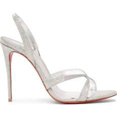 Christian Louboutin Silver - Women Heels & Pumps Christian Louboutin Emilie glittered leather slingback sandals silver