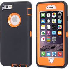 Mobile Phone Covers iPhone 8 Plus/7 Plus Case, AICase [Heavy Duty] [Full Body] Daul Layer Armor Shockproof Water-Proof Case with Built in Screen Protector for Apple iPhone 8 Plus/7 Plus Orange/Black Belt Clip
