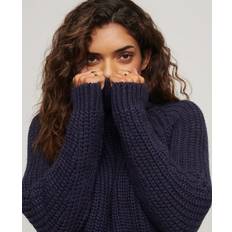 Blue - Turtleneck Sweaters - Women Superdry Women's Slouchy Stitch Roll Neck Knit Navy