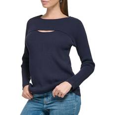 Calvin Klein Knitted Sweaters - Women Calvin Klein Womens Cutout Ribbed Knit Pullover Sweater