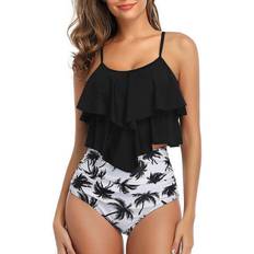 S Tankinis Dailyhaute Women's Ruffle Tankini Two-Piece Bikini Swimsuit PALMS