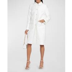 Dolce & Gabbana Polyester Coats Dolce & Gabbana Women's Carretto Jacqaurd Coat Bianco Bianco